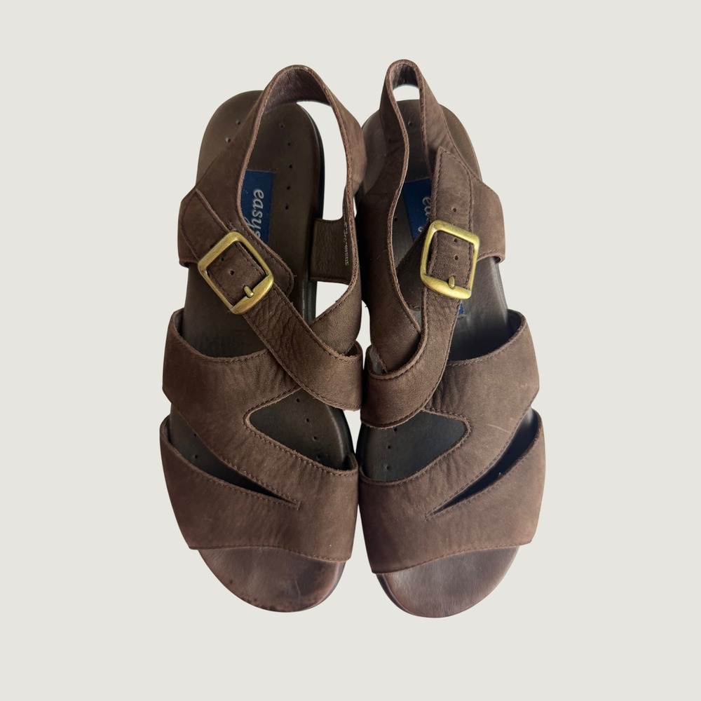Easy Spirit Brown Leather Anti-Gravity Slingback Comfort Sandals Women's 8N
